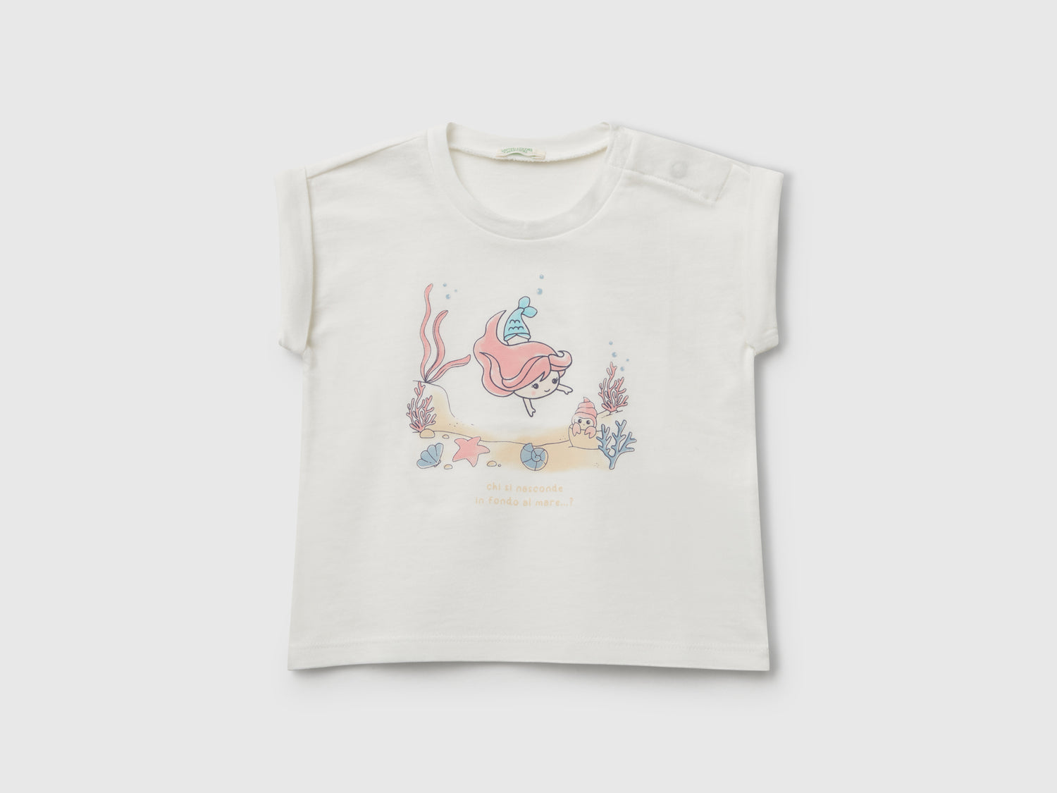 T-shirt a manica corta con stampa da neonato bianco | Benetton Outlet