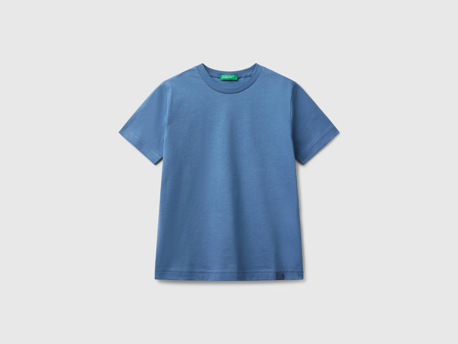 T-shirt manica corta in cotone da bambino azzurro | Benetton Outlet