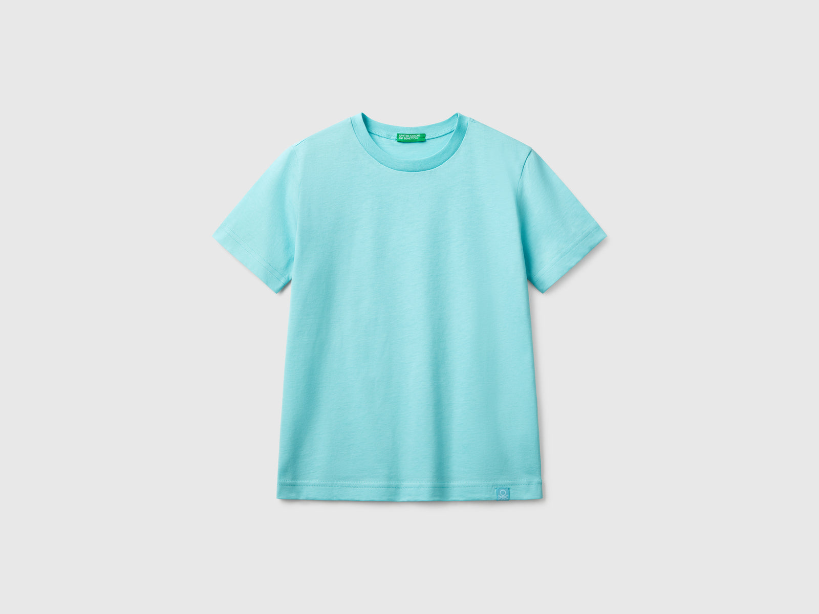T-shirt manica corta in cotone da bambino turchese | Benetton Outlet