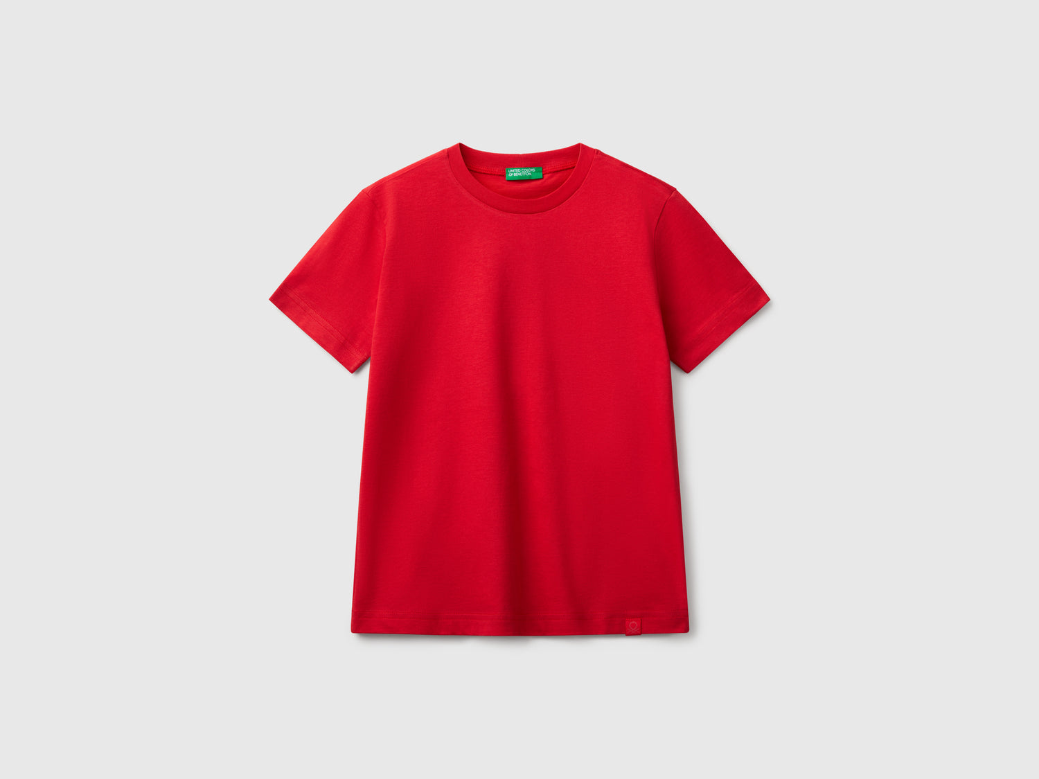 T-shirt manica corta in cotone da bambino rosso | Benetton Outlet