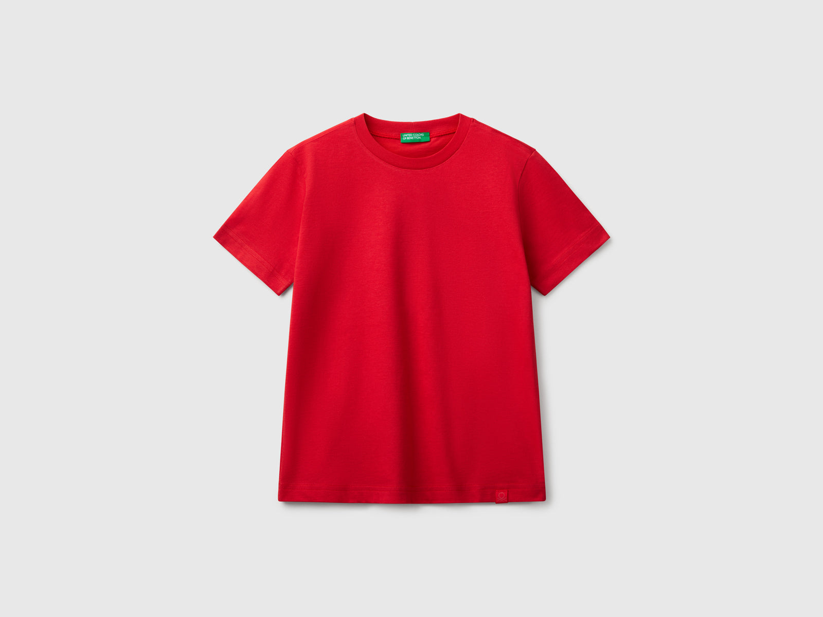 T-shirt manica corta in cotone da bambino rosso | Benetton Outlet