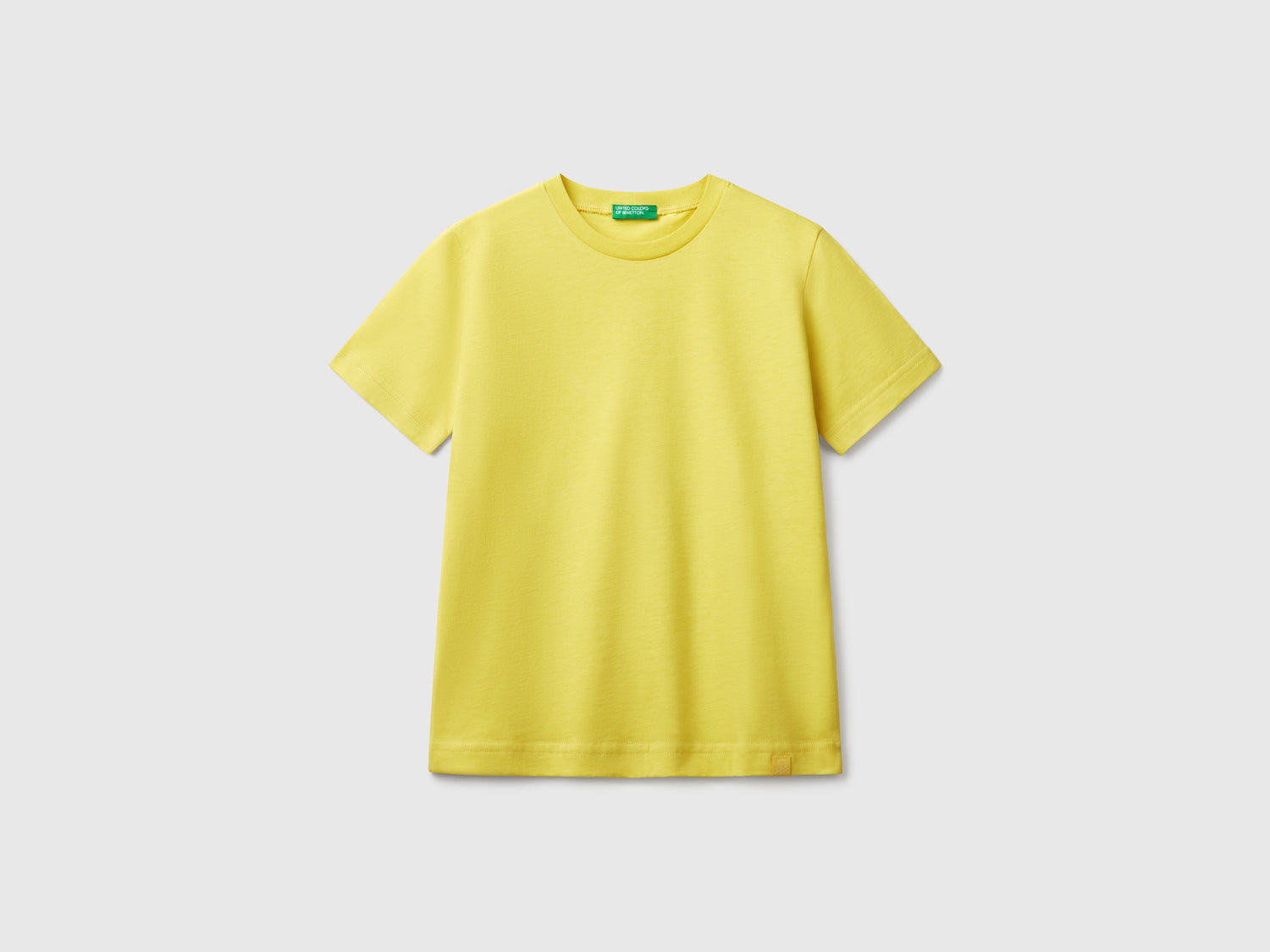 T-shirt manica corta in cotone da bambino lime | Benetton Outlet