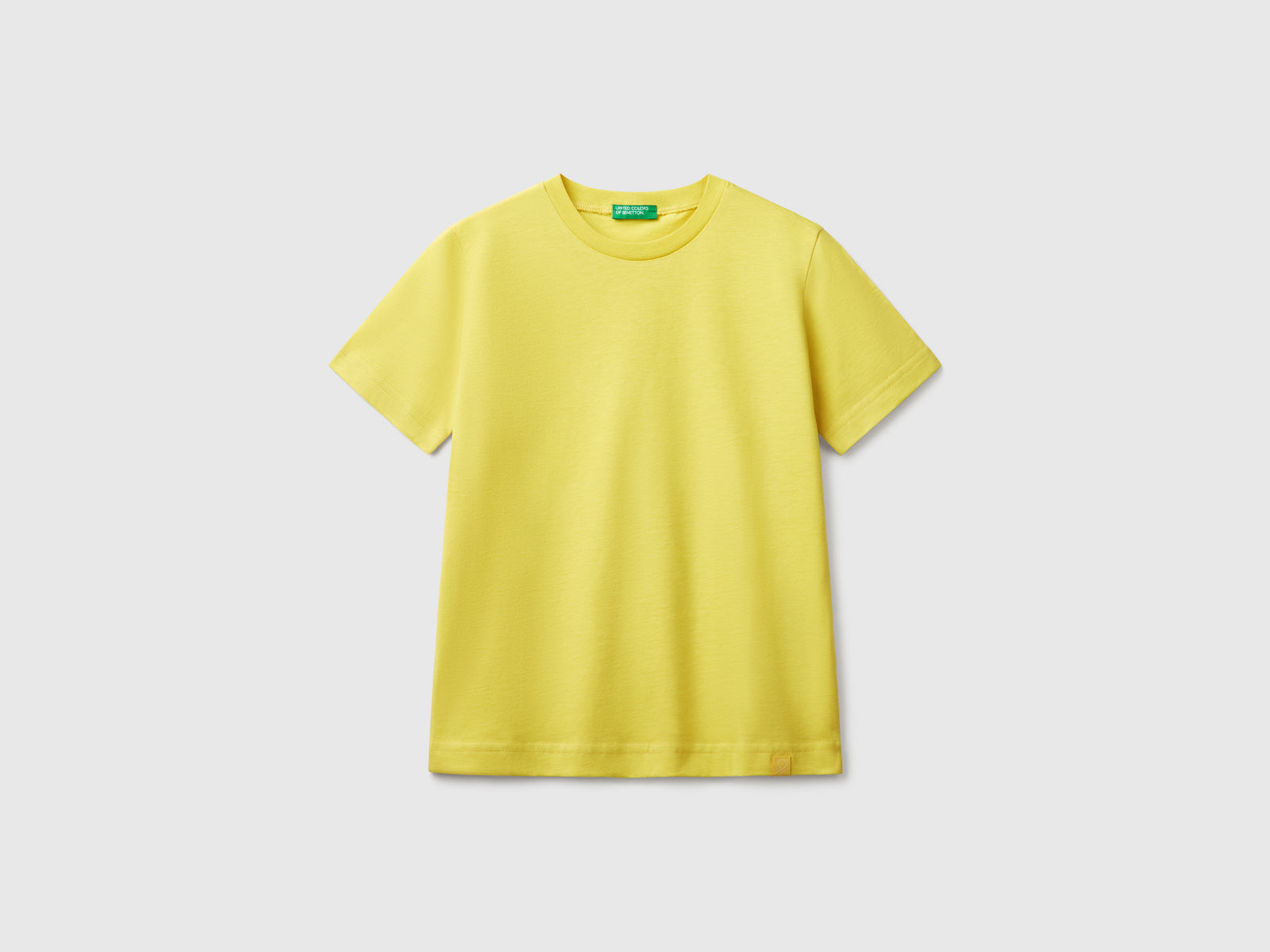 T-shirt manica corta in cotone da bambino lime | Benetton Outlet