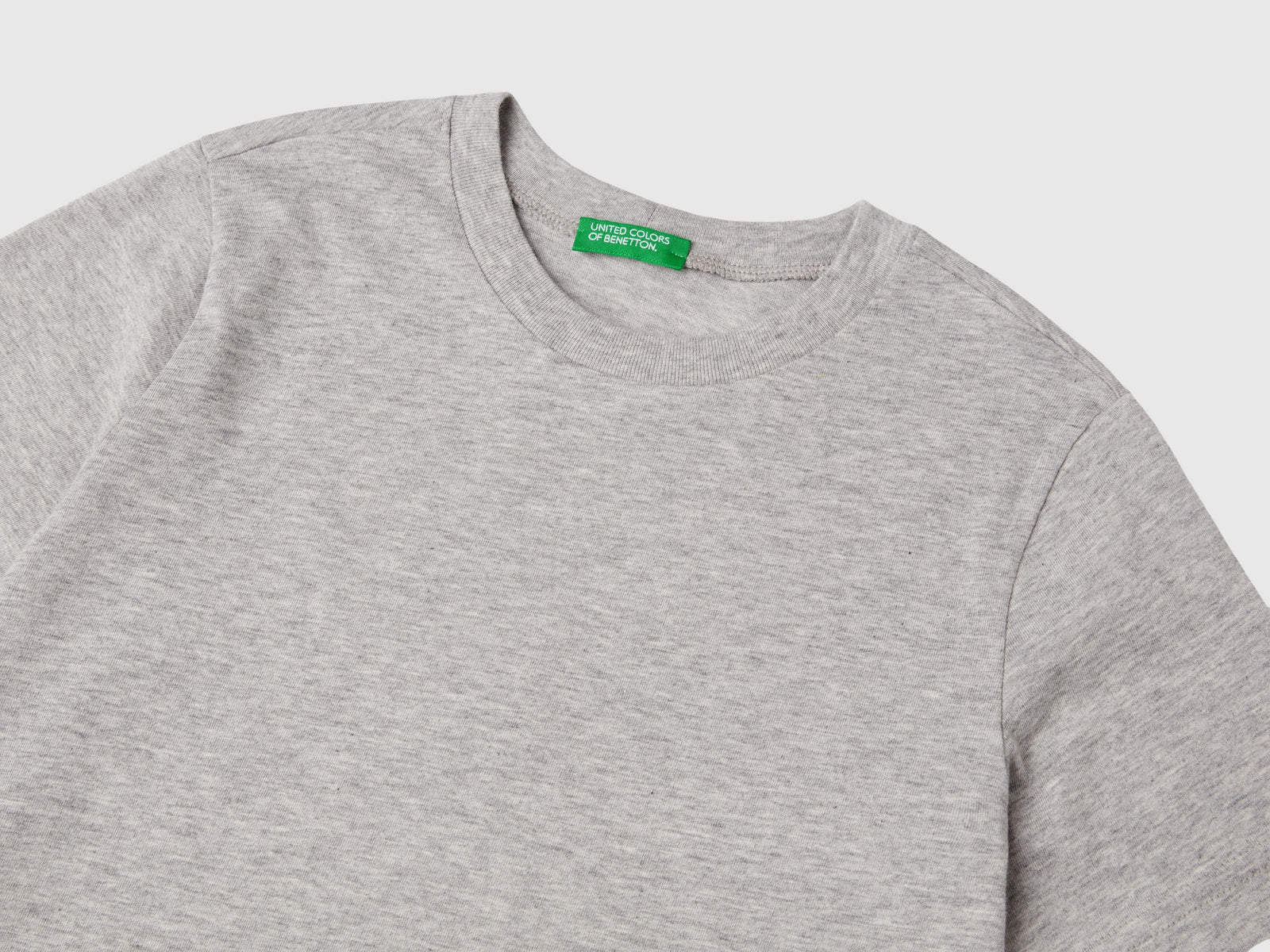 T-shirt manica corta in cotone da bambino grigio chiaro 3 | Benetton Outlet