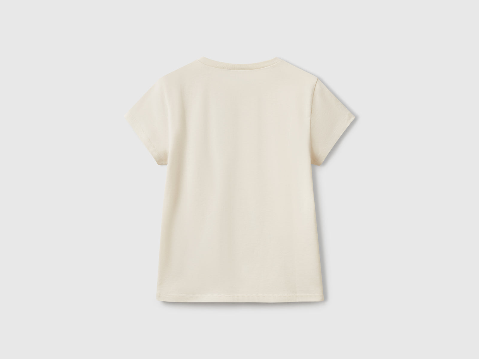T-shirt con logo glitter in cotone da bambina beige 2 | Benetton Outlet