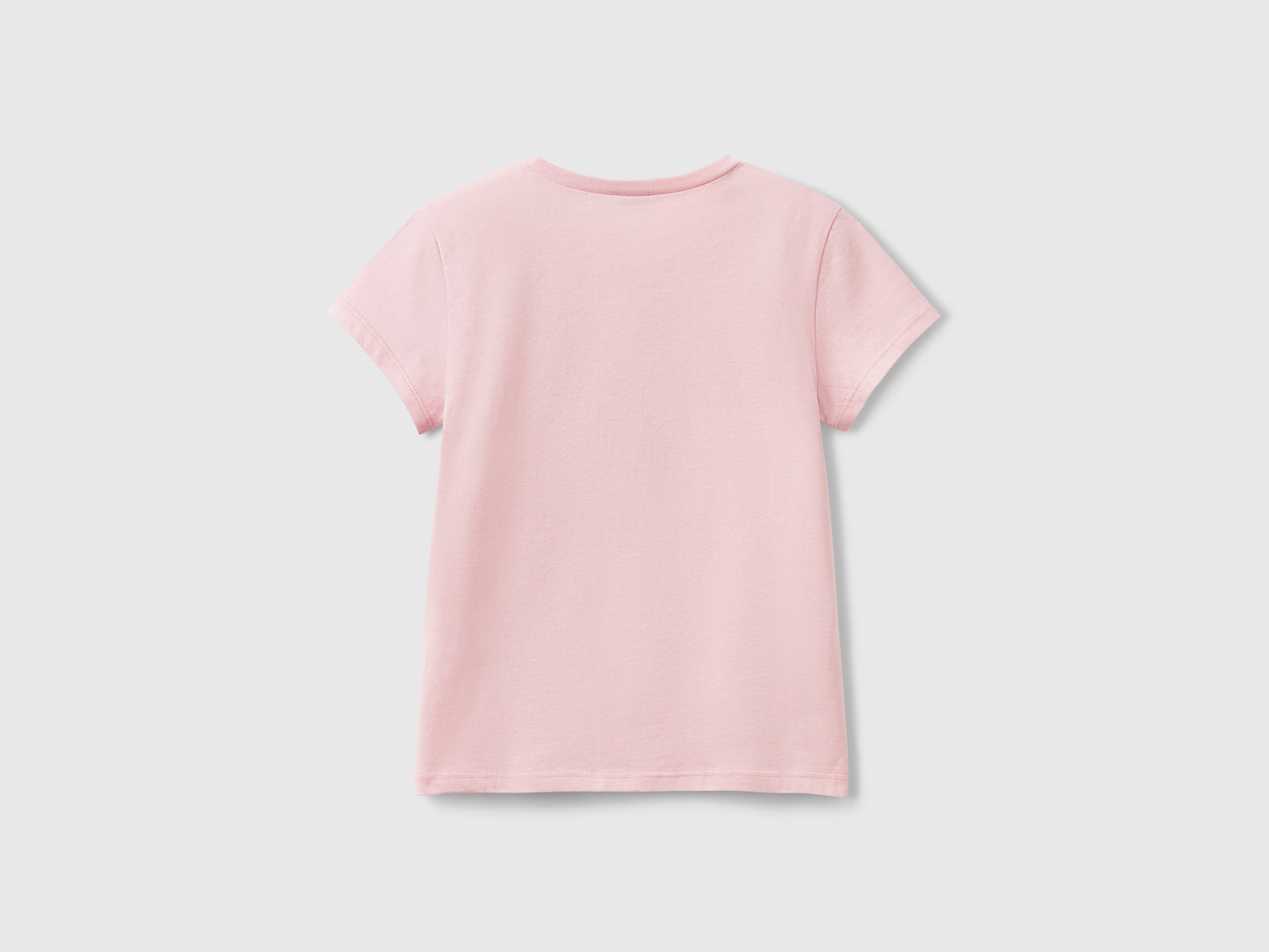 T-shirt con logo glitter in cotone da bambina rosa 2 | Benetton Outlet