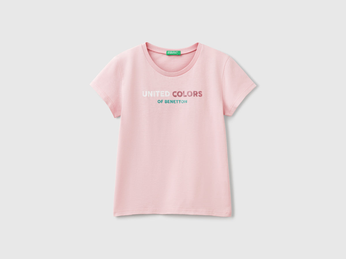 T-shirt con logo glitter in cotone