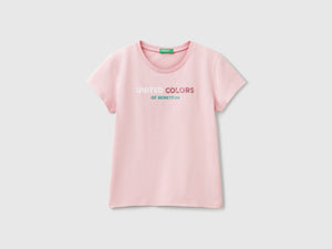 T-shirt con logo glitter in cotone