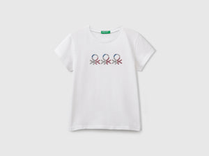 T-shirt con logo glitter in cotone