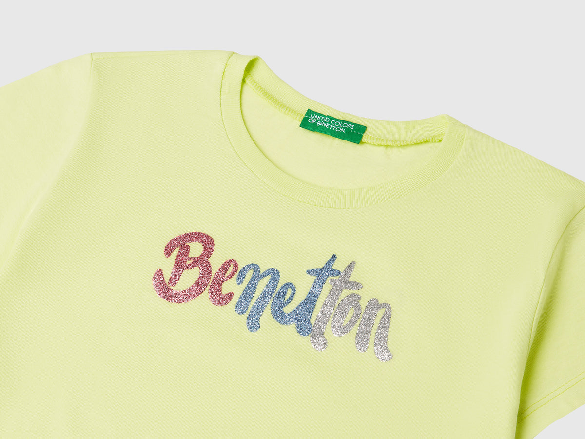 T-shirt con logo glitter in cotone