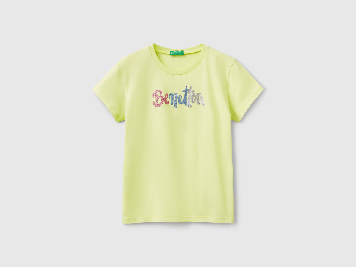 T-shirt con logo glitter in cotone