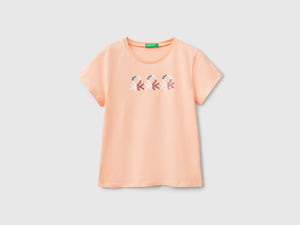 T-shirt con logo glitter in cotone