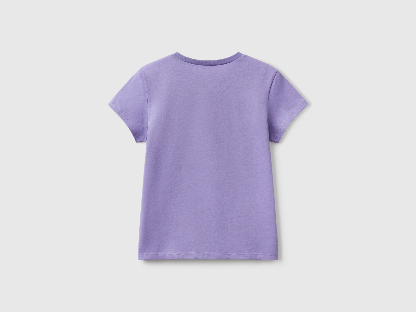 T-shirt con logo glitter in cotone da bambina pervinca 2 | Benetton Outlet