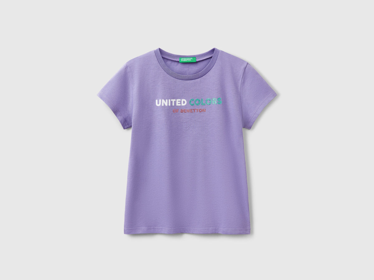 T-shirt con logo glitter in cotone