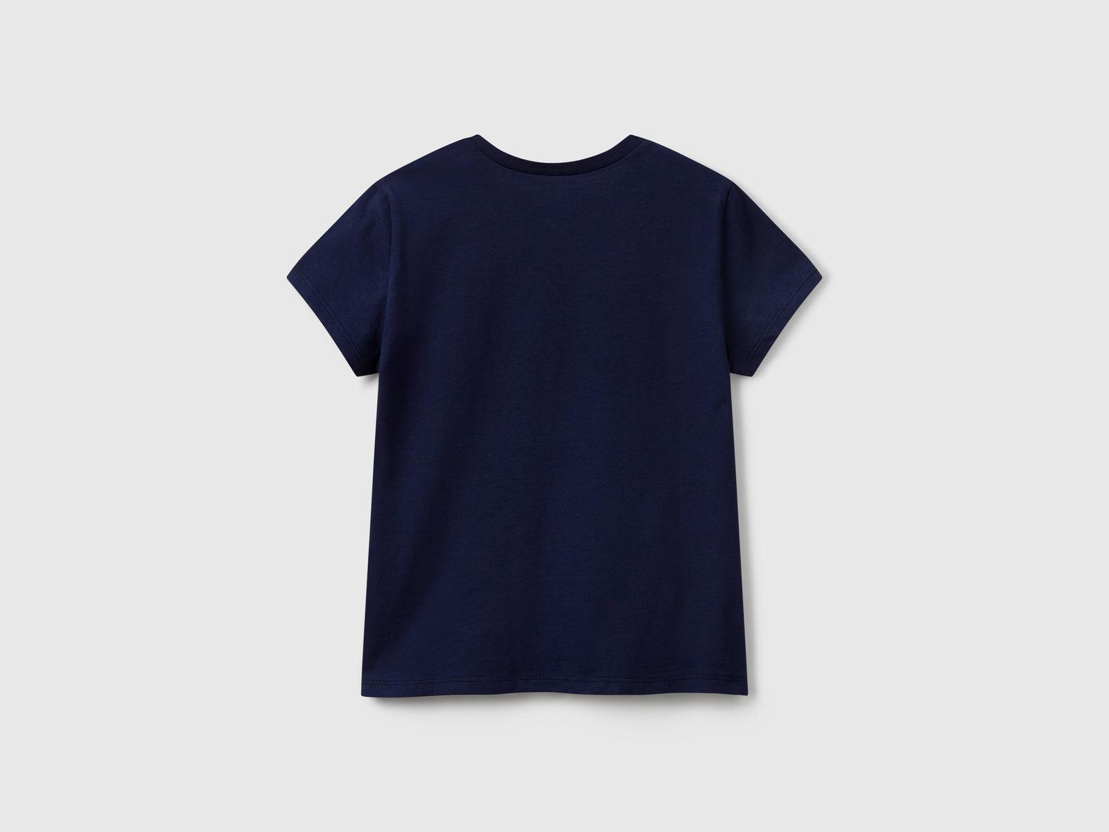 T-shirt con logo glitter in cotone da bambina blu scuro 2 | Benetton Outlet