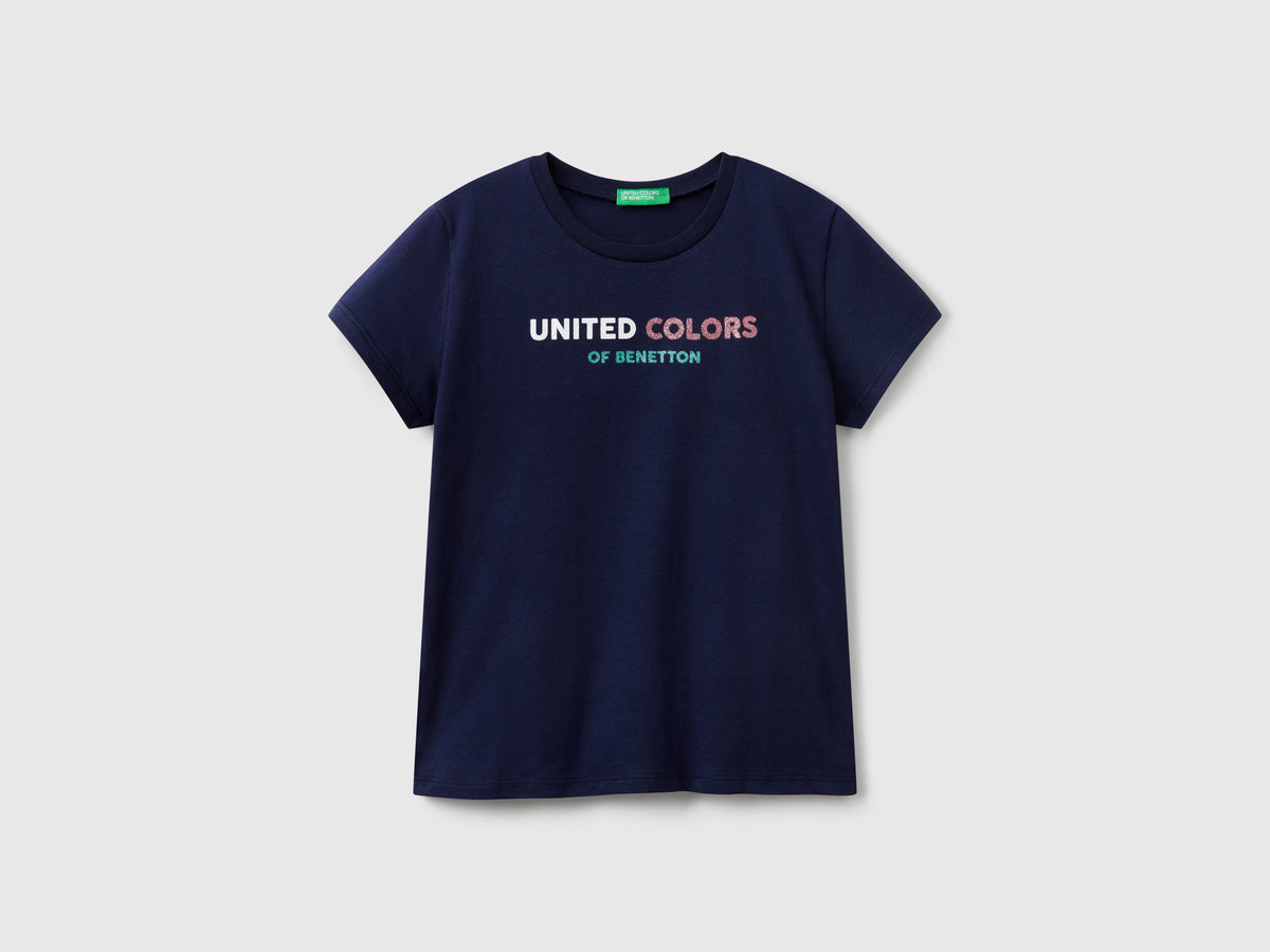 T-shirt con logo glitter in cotone