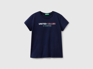 T-shirt con logo glitter in cotone