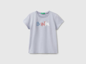 T-shirt con logo glitter in cotone
