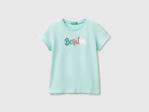 T-shirt con logo glitter in cotone