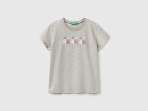 T-shirt con logo glitter in cotone