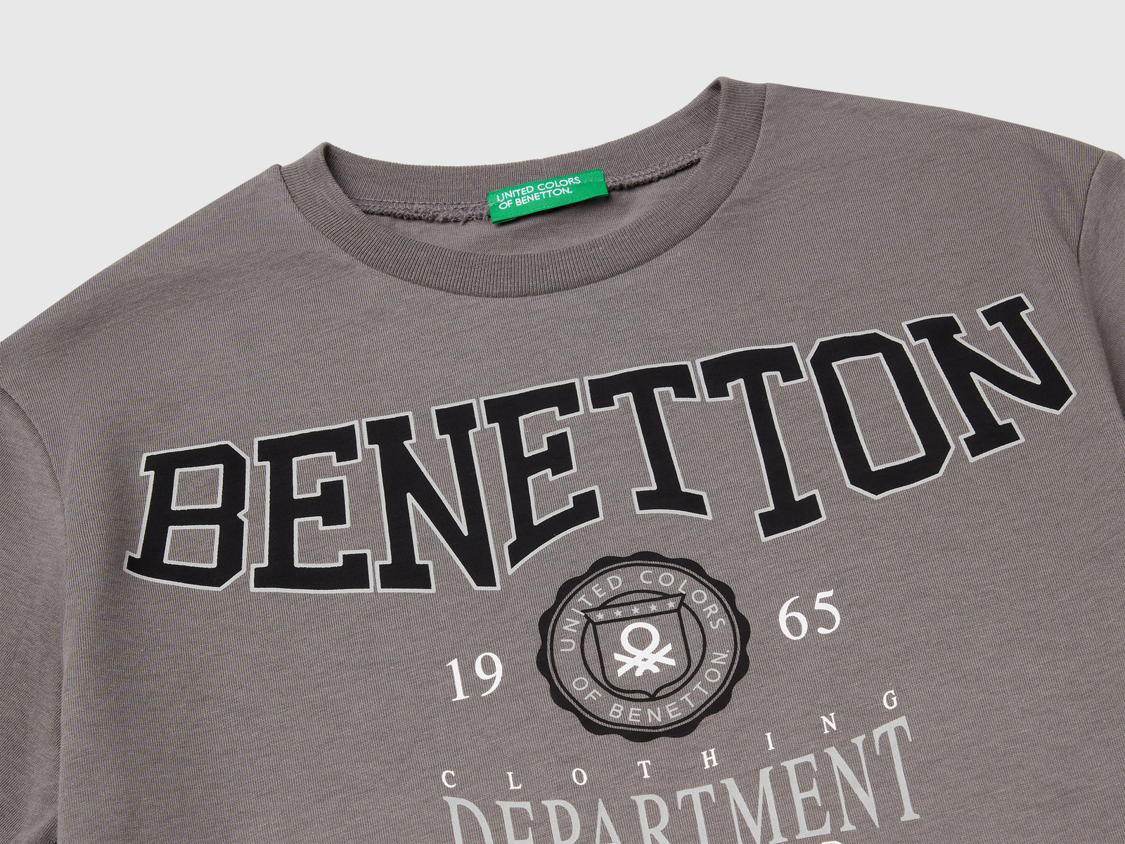 T-shirt manica corta 100% cotone da bambino grigio scuro 3 | Benetton Outlet