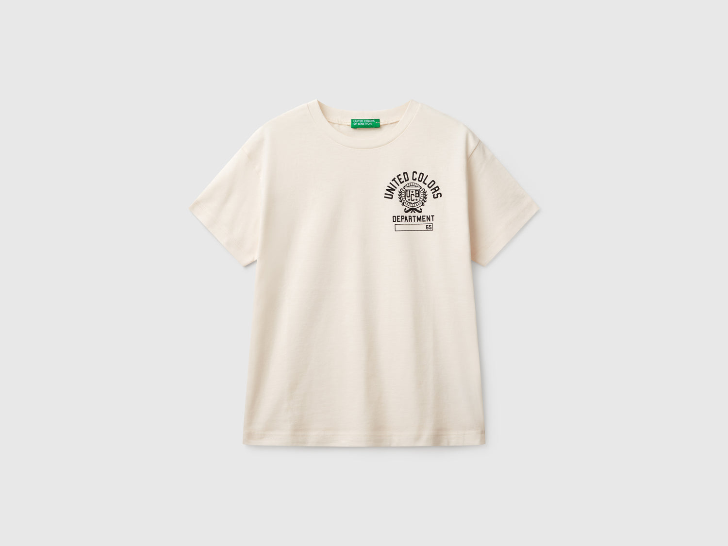 T-shirt manica corta 100% cotone da bambino bianco panna | Benetton Outlet
