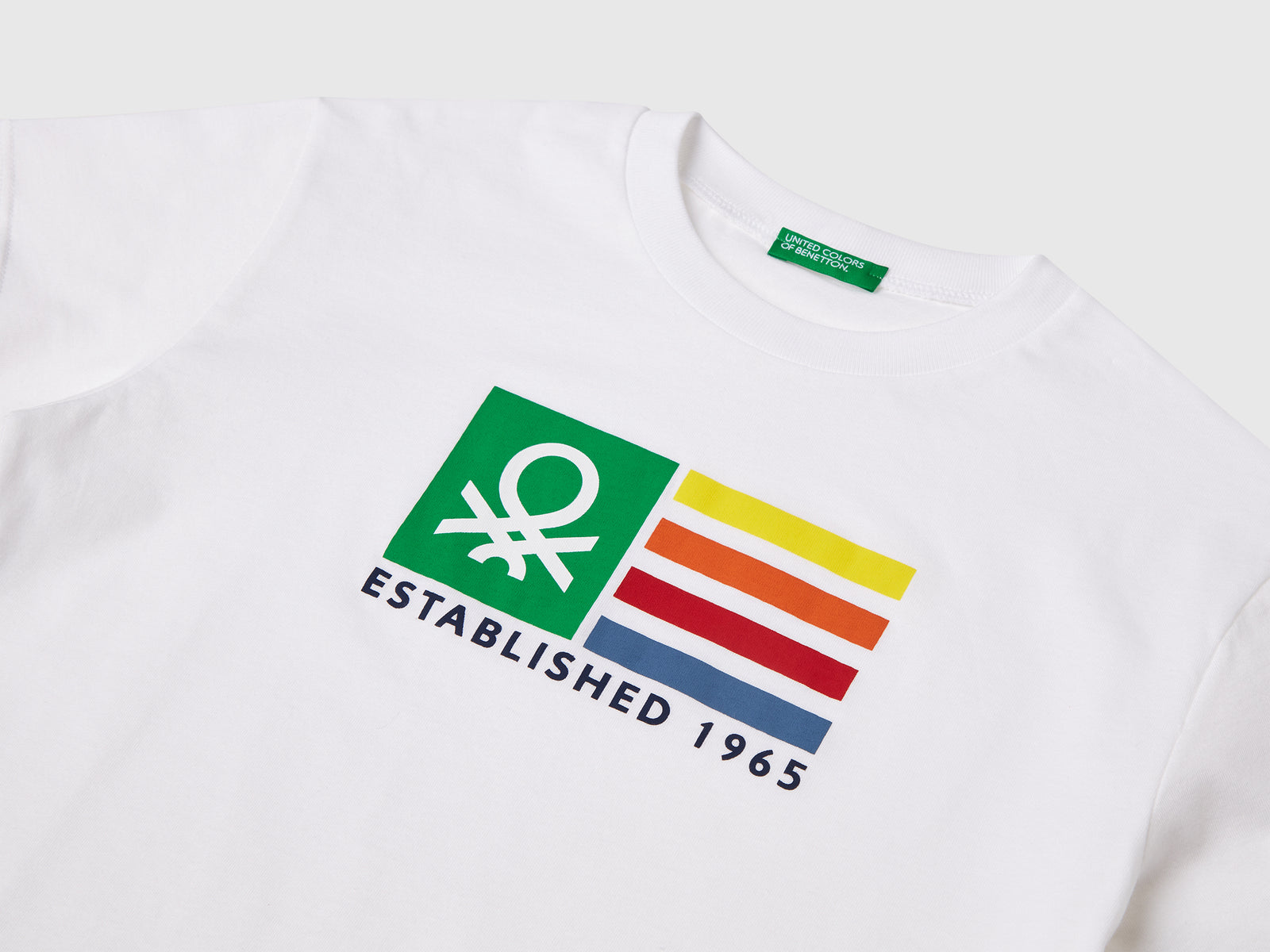 T-shirt manica corta 100% cotone da bambino bianco 3 | Benetton Outlet