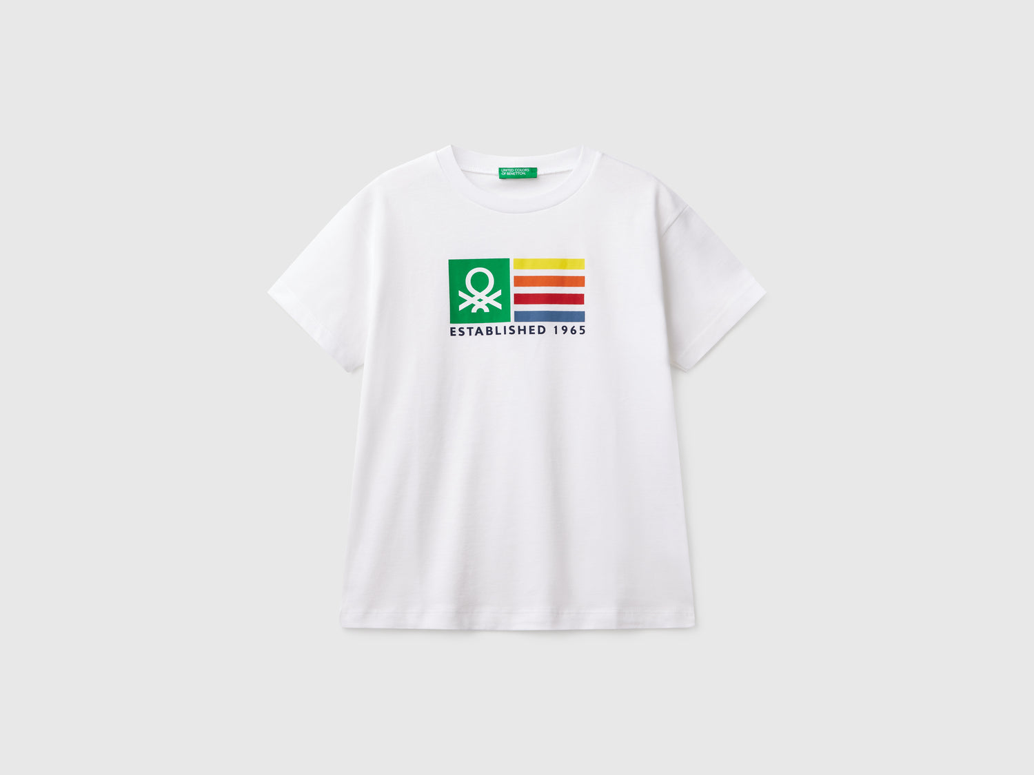 T-shirt manica corta 100% cotone da bambino bianco | Benetton Outlet