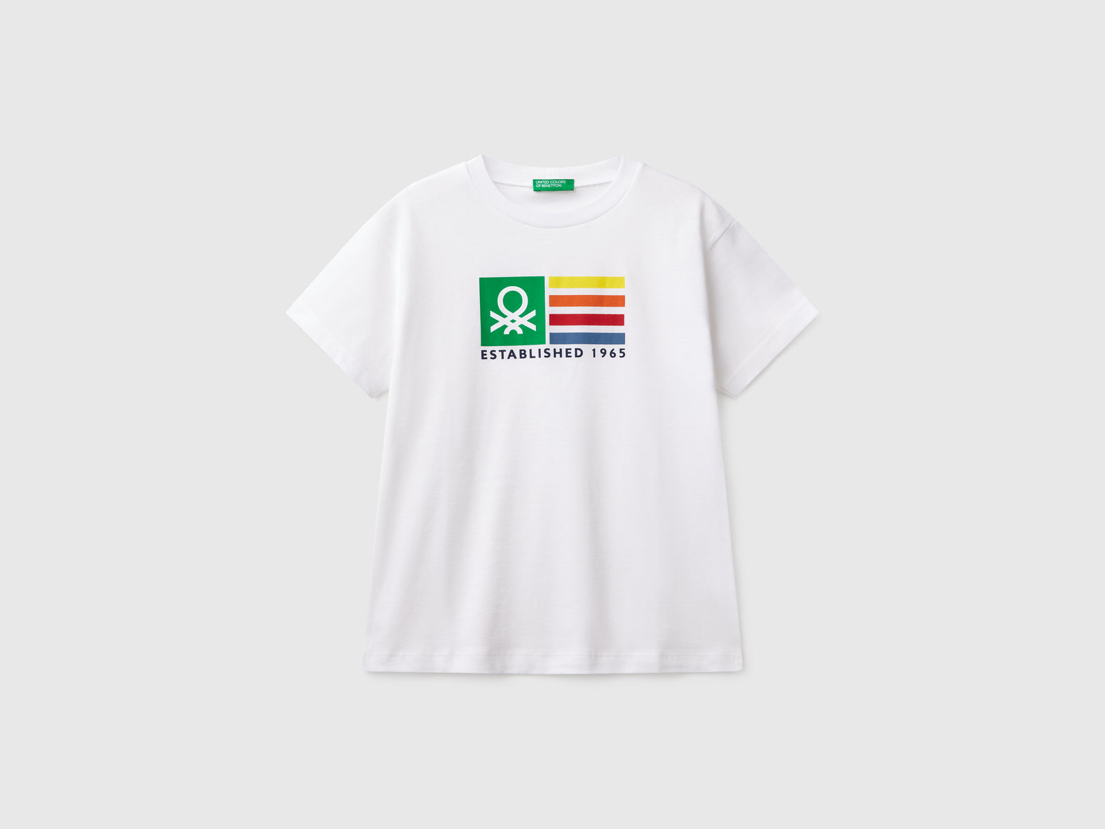 T-shirt manica corta 100% cotone da bambino bianco | Benetton Outlet