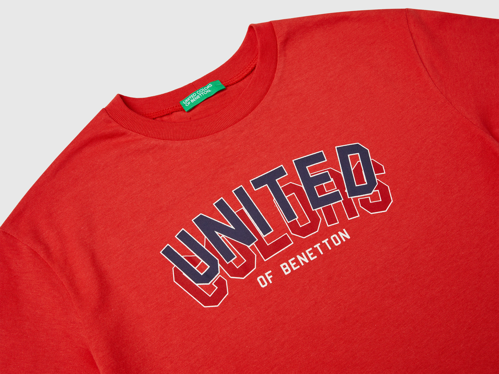 T-shirt manica corta 100% cotone da bambino rosso 3 | Benetton Outlet