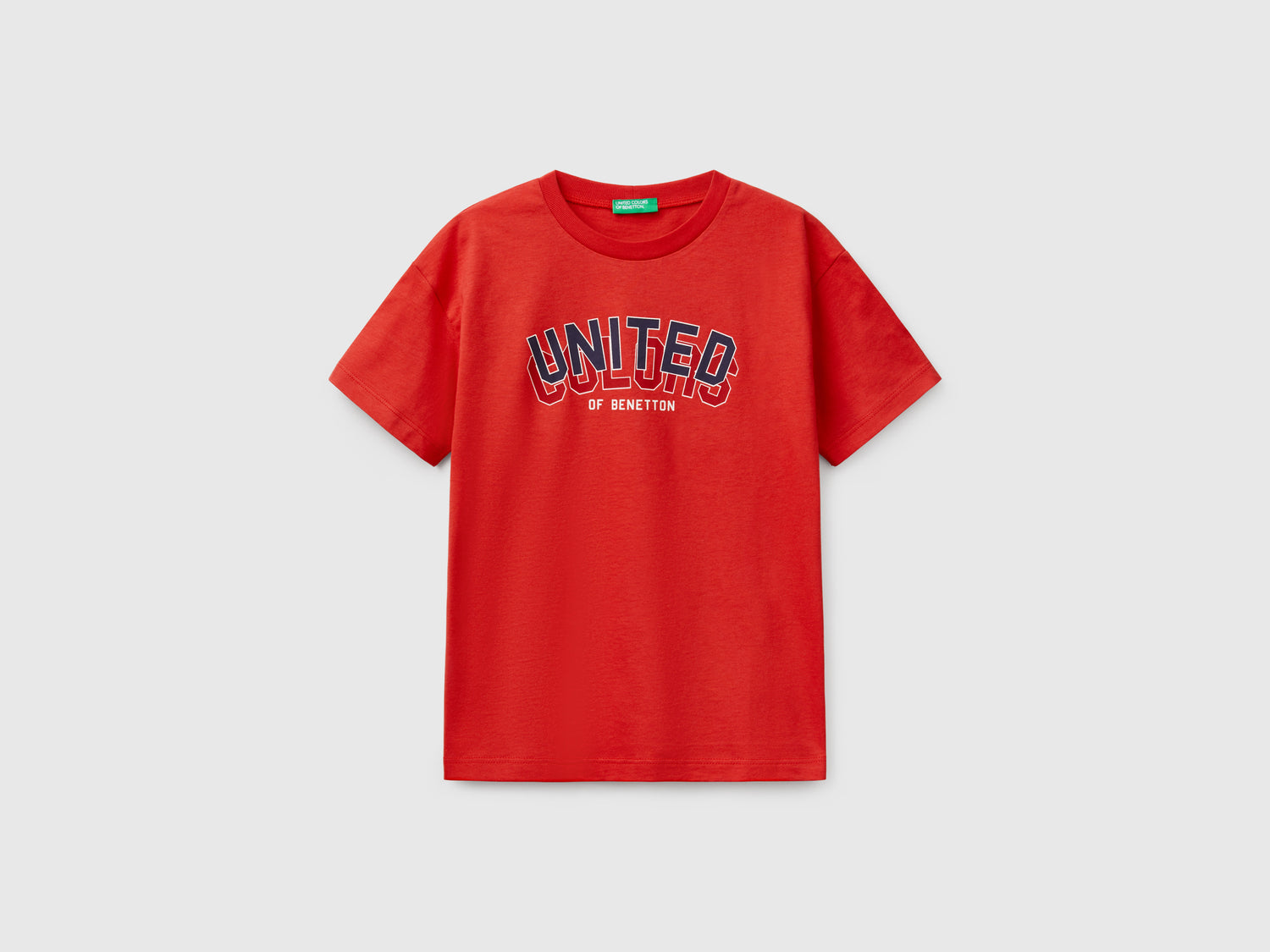 T-shirt manica corta 100% cotone da bambino rosso | Benetton Outlet