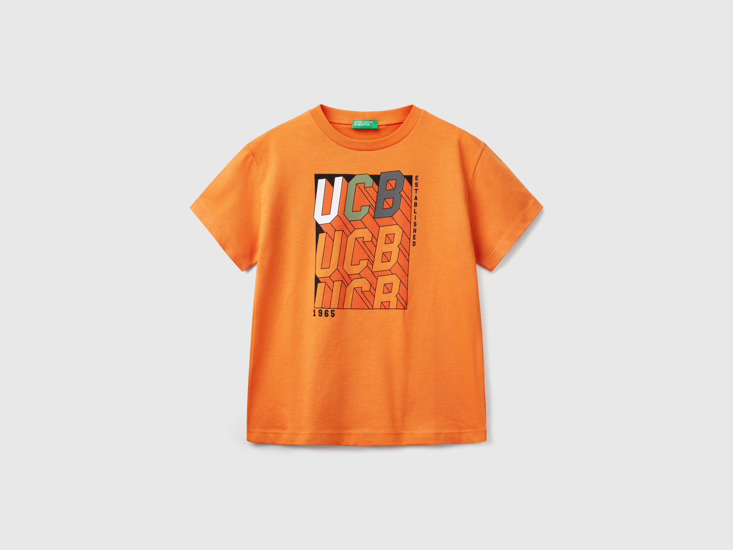 T-shirt manica corta 100% cotone da bambino arancione | Benetton Outlet
