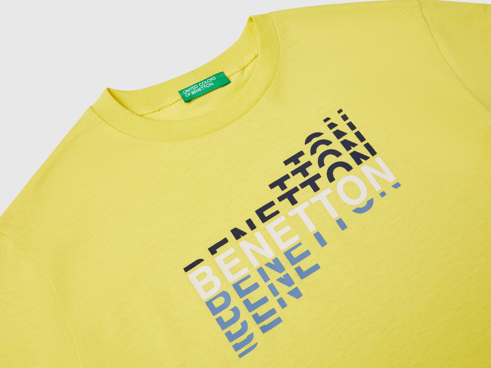 T-shirt manica corta 100% cotone da bambino lime 3 | Benetton Outlet