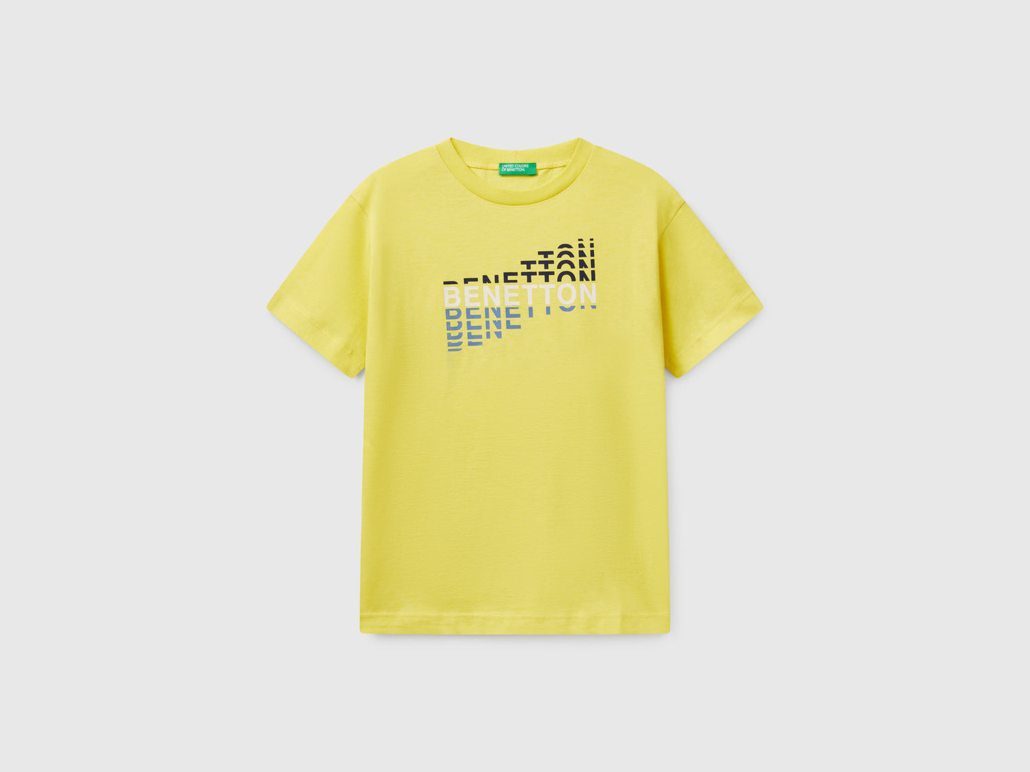 T-shirt manica corta 100% cotone da bambino lime | Benetton Outlet