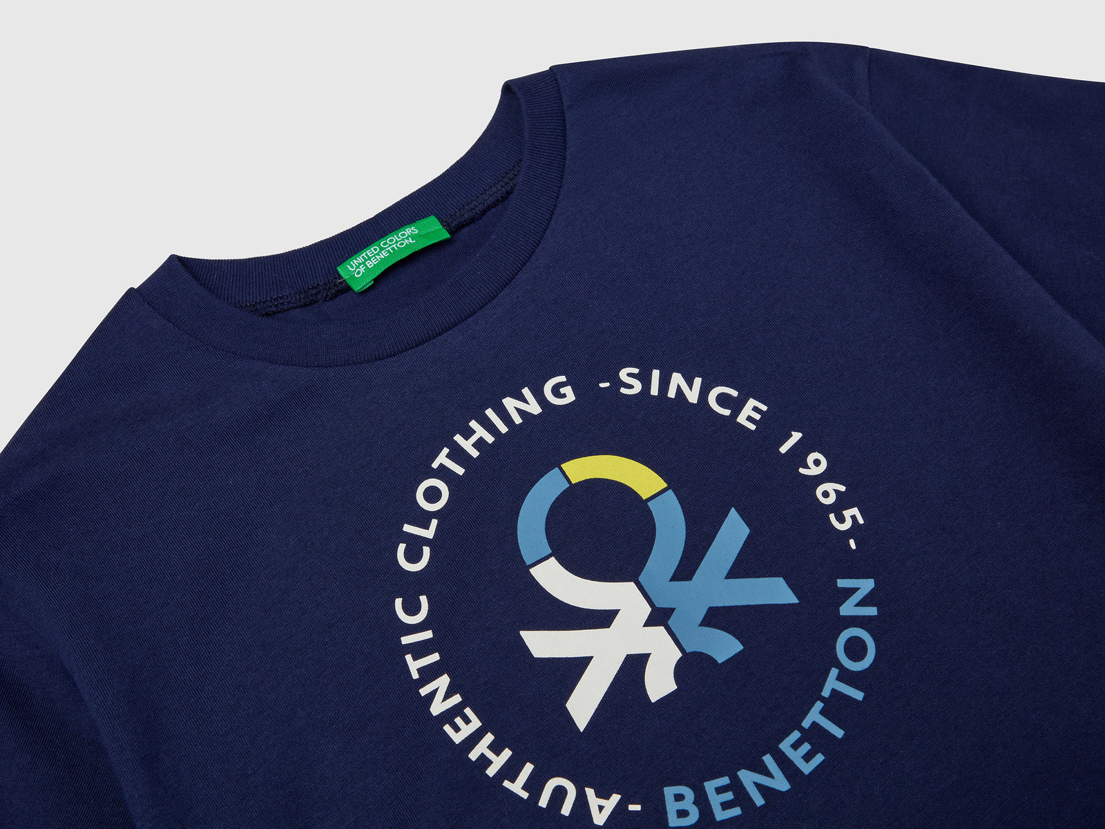 T-shirt manica corta 100% cotone da bambino blu scuro 3 | Benetton Outlet