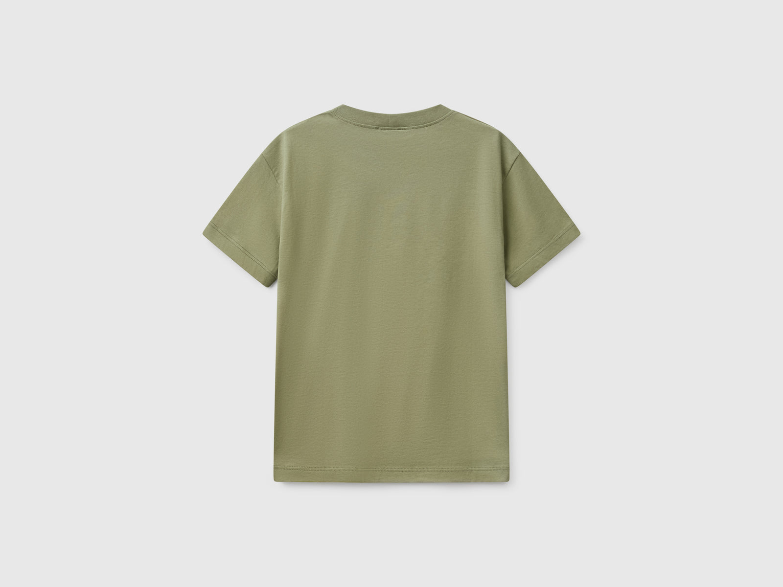 T-shirt manica corta 100% cotone da bambino verde oliva 2 | Benetton Outlet