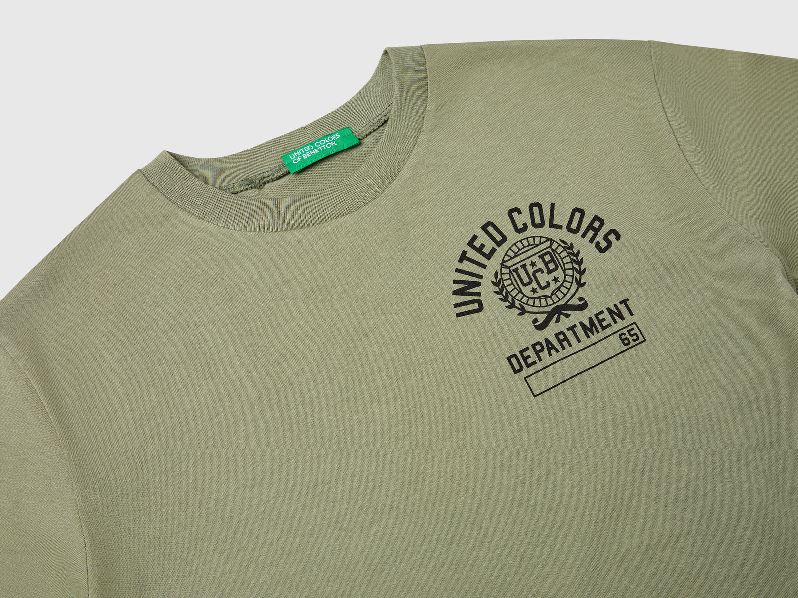 T-shirt manica corta 100% cotone da bambino verde oliva 3 | Benetton Outlet