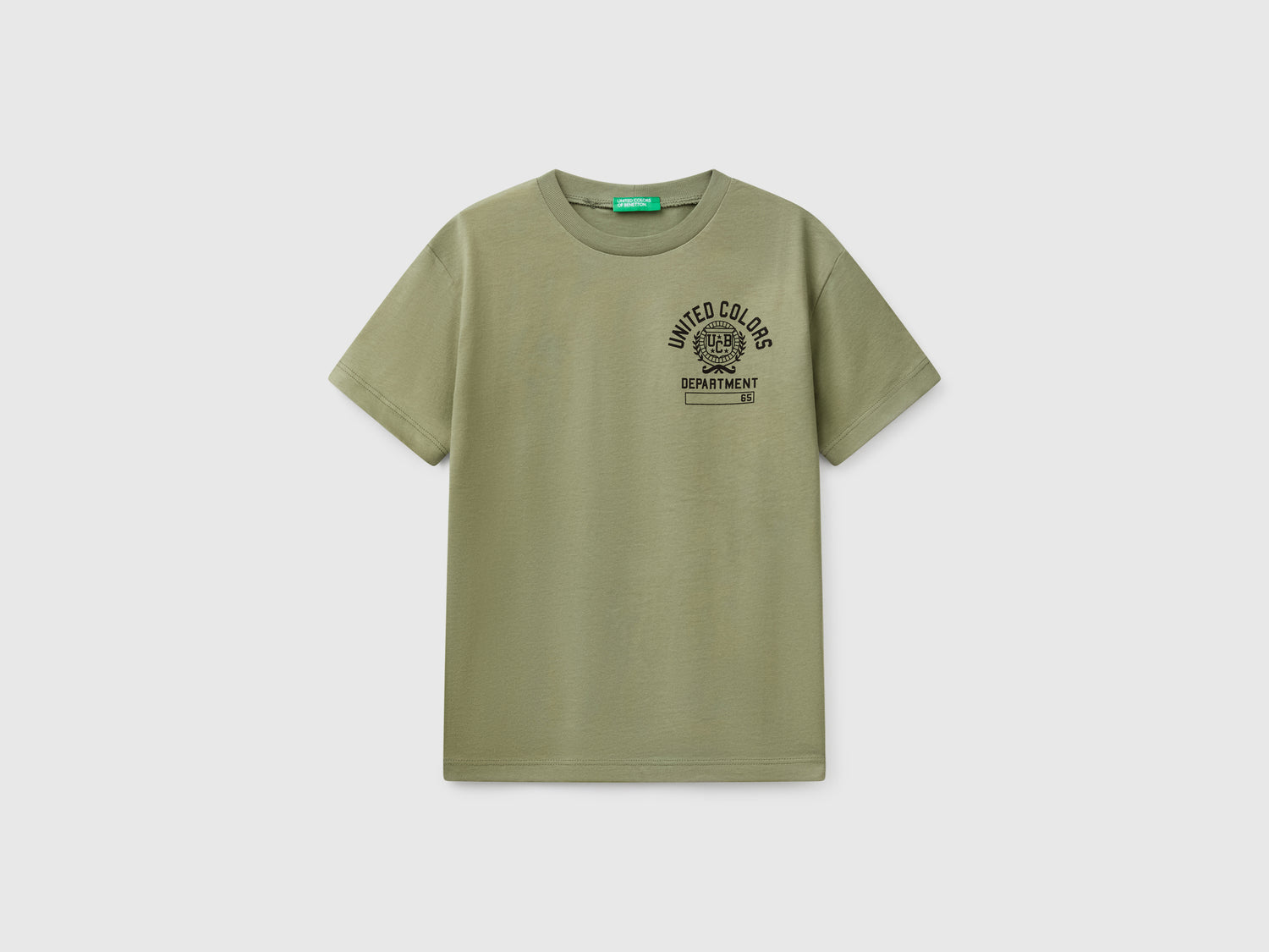 T-shirt manica corta 100% cotone da bambino verde oliva | Benetton Outlet