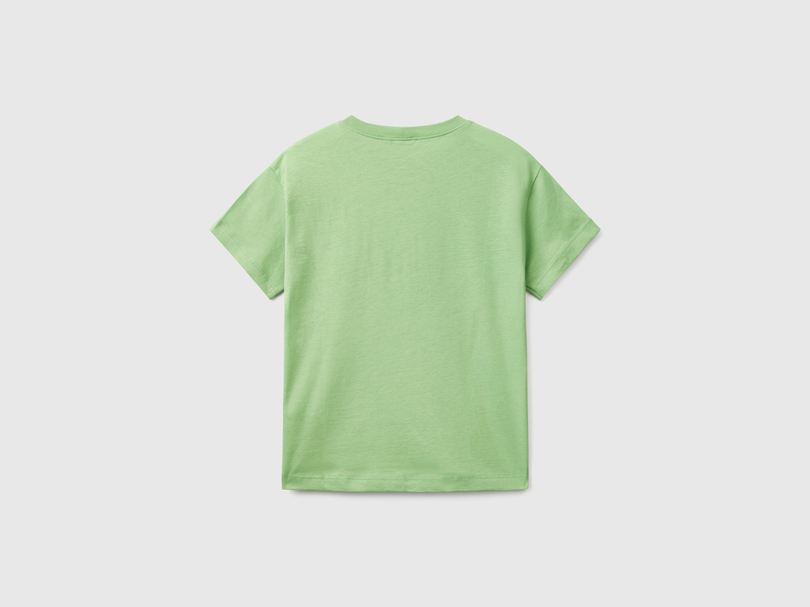 T-shirt manica corta 100% cotone da bambino verde 2 | Benetton Outlet