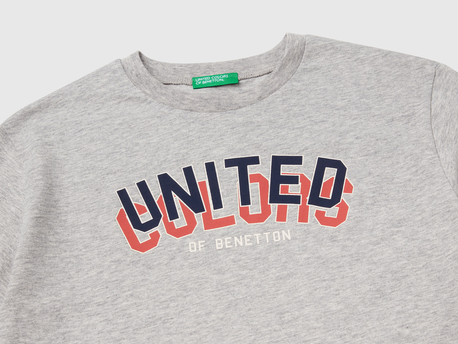 T-shirt manica corta 100% cotone da bambino grigio chiaro 3 | Benetton Outlet