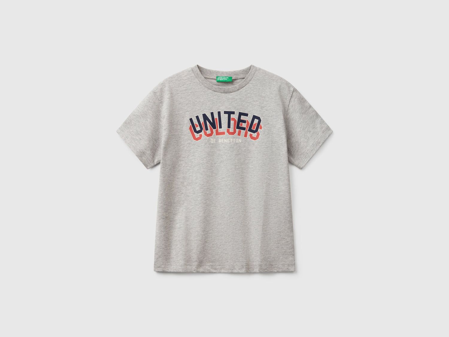T-shirt manica corta 100% cotone da bambino grigio chiaro | Benetton Outlet
