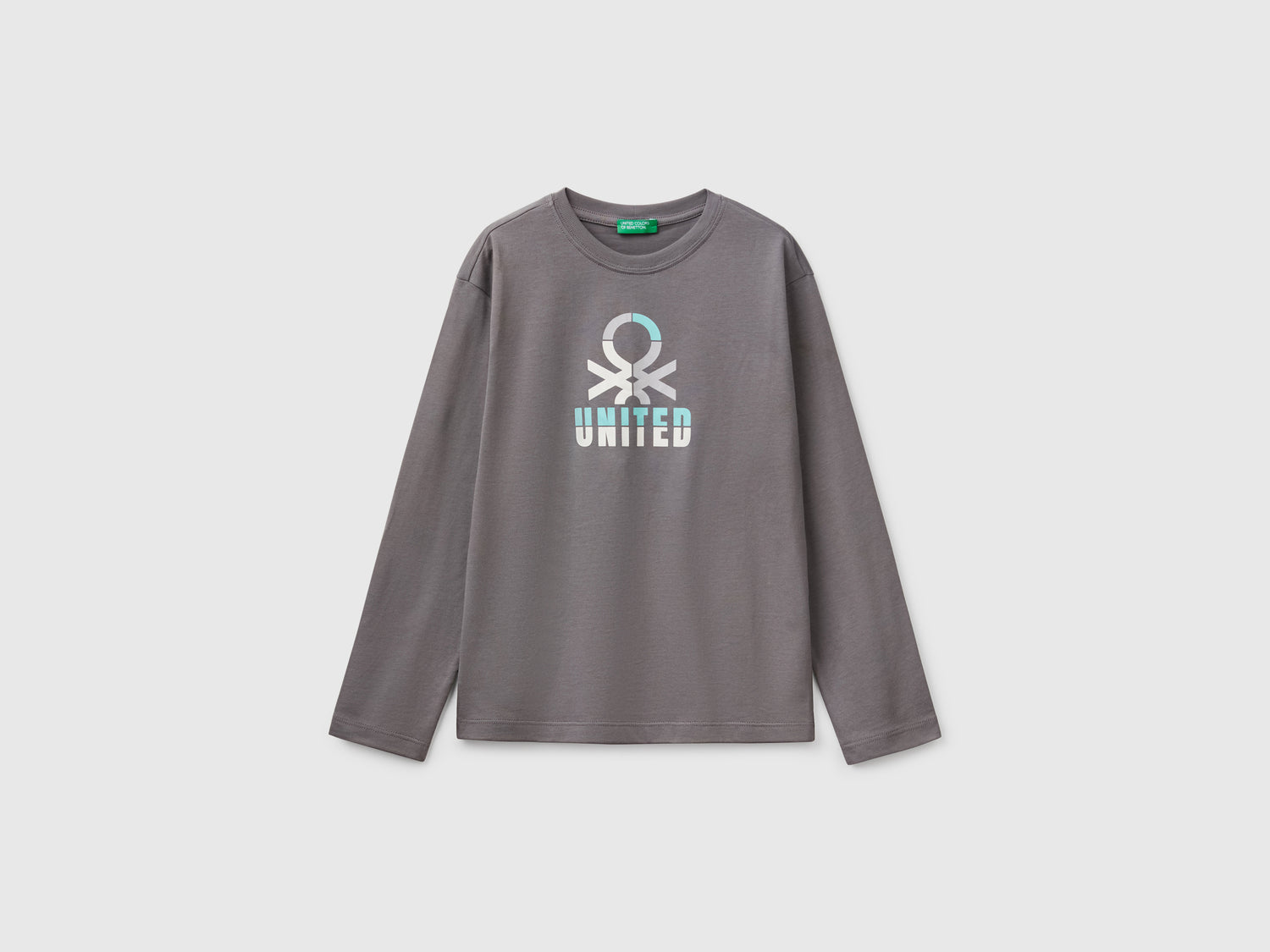T-shirt in cotone da bambino grigio scuro | Benetton Outlet