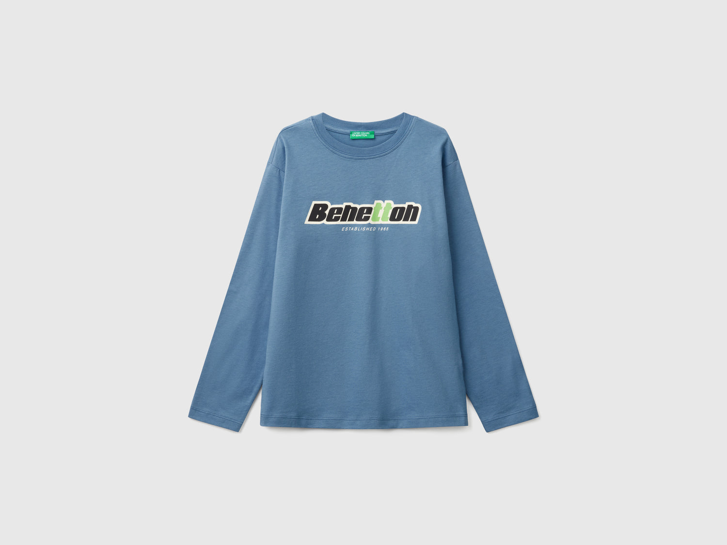 T-shirt in cotone da bambino azzurro | Benetton Outlet