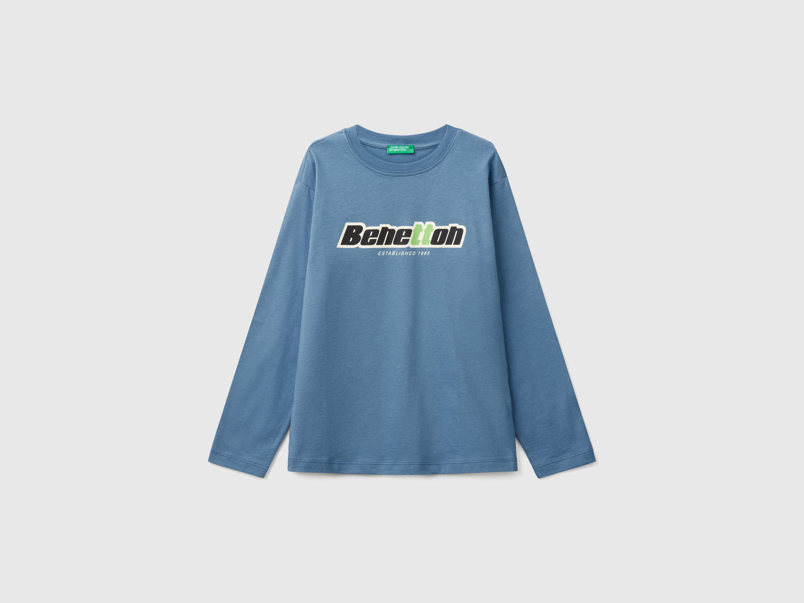 T-shirt in cotone da bambino azzurro | Benetton Outlet