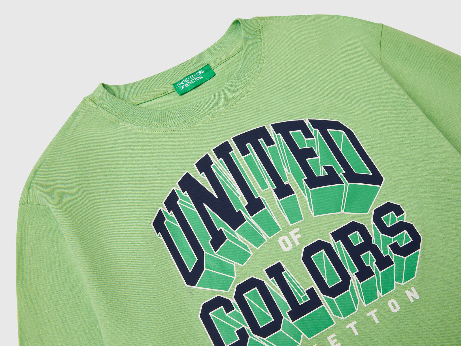 T-shirt in cotone da bambino verde 3 | Benetton Outlet