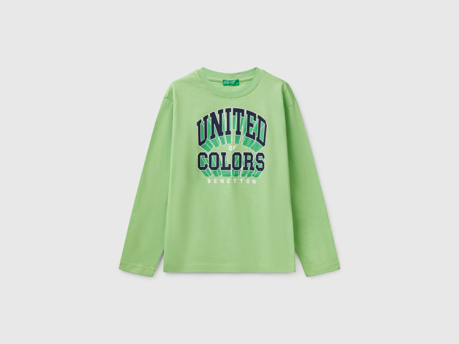 T-shirt in cotone da bambino verde | Benetton Outlet