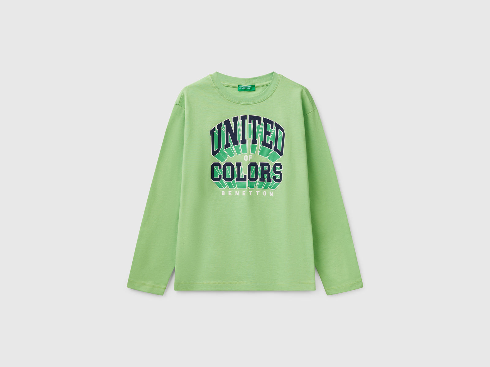 T-shirt in cotone da bambino verde | Benetton Outlet