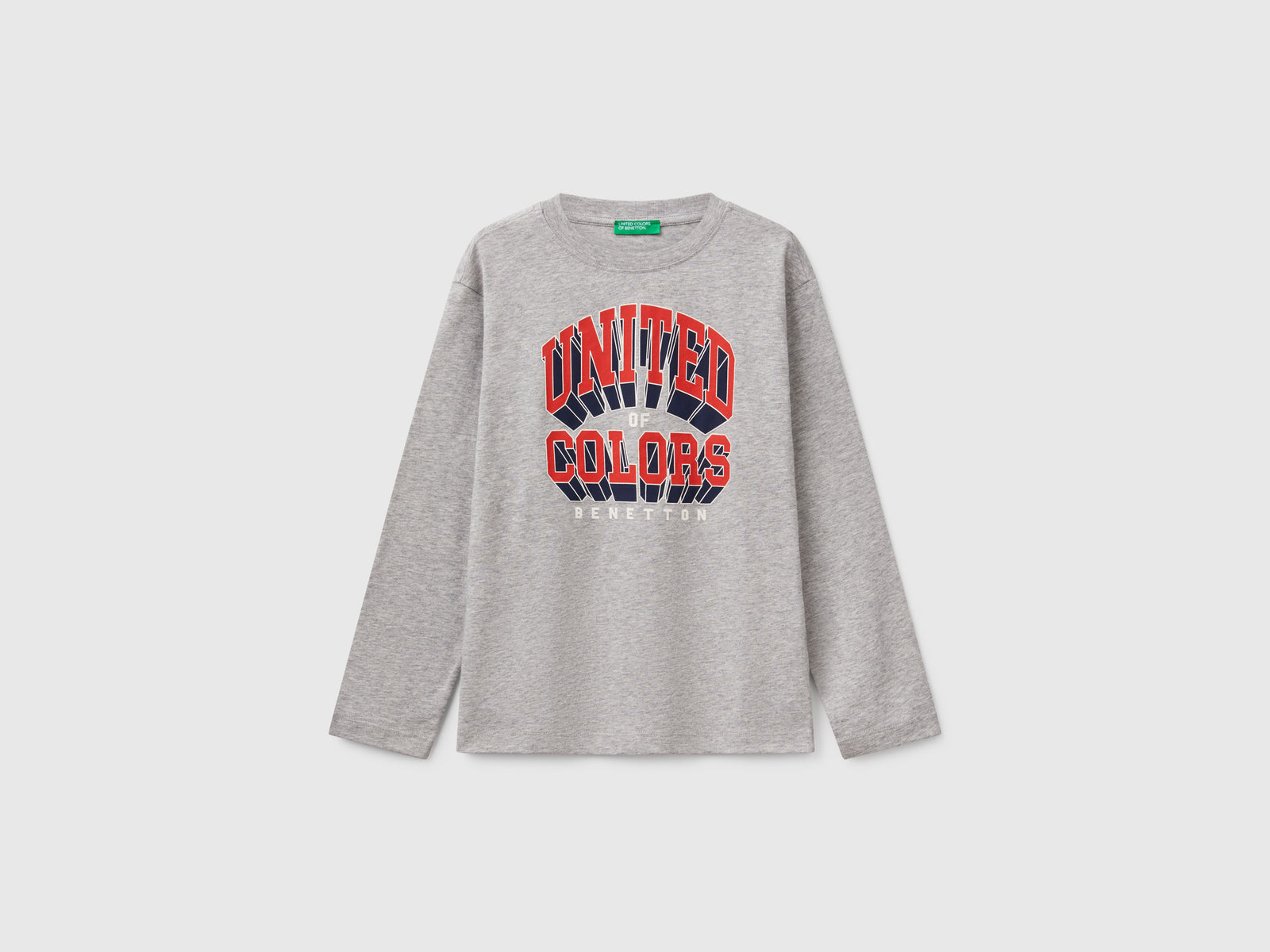 T-shirt in cotone da bambino grigio chiaro | Benetton Outlet