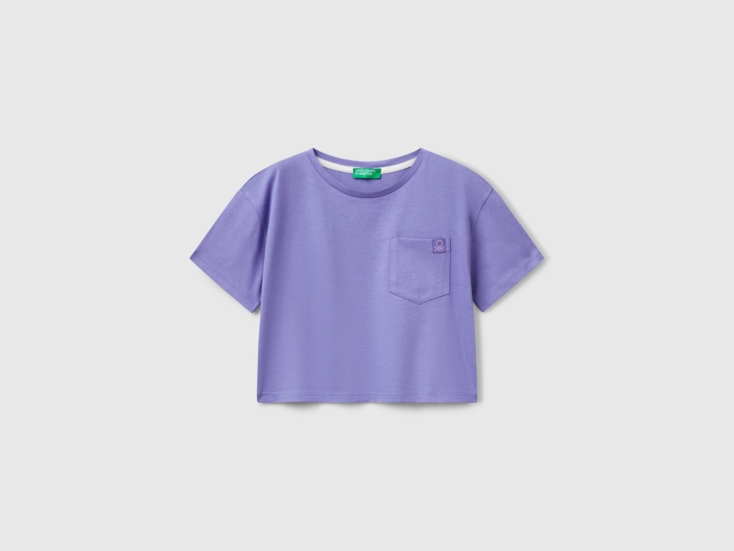 T-shirt boxy fit con stampa sul retro da bambina pervinca | Benetton Outlet