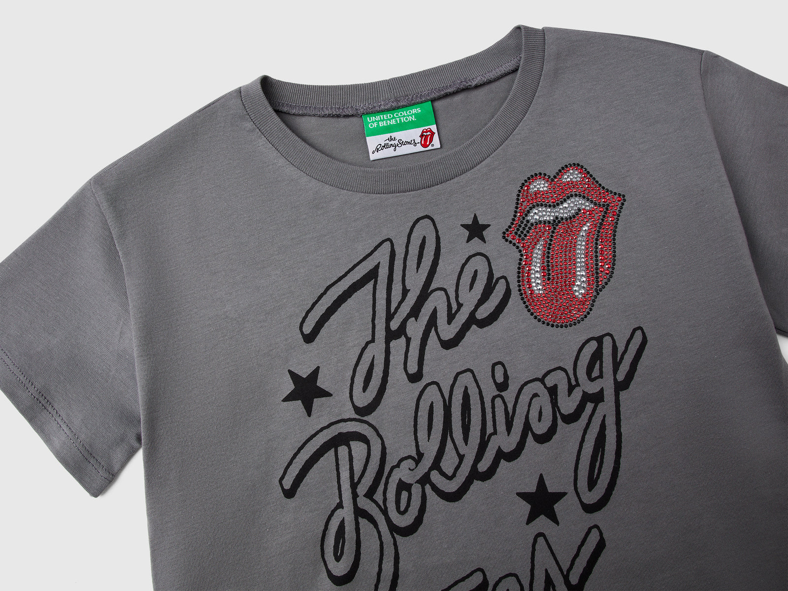 T-shirt cropped "The Rolling Stones" da bambina grigio scuro 3 | Benetton Outlet